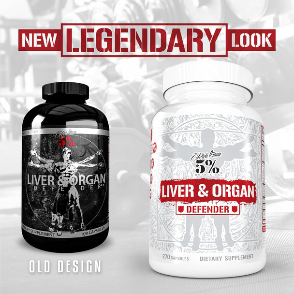 Rich Piana 5% Nutrition Liver & Organ Defender | On Cycle Support for Heart, Liver, Prostate, Kidney, & Skin | L-Cysteine HCl, Milk Thistle, Saw Palmetto, Hawthorn Berry | 270 Pills (30 Servings)