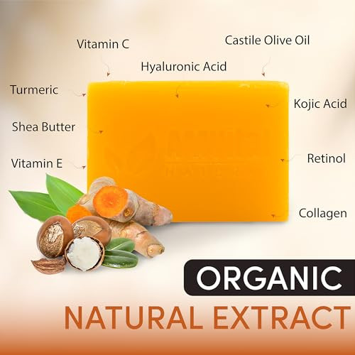 Amvital Turmeric Kojic Acid Soap Bar 3-Pack - Plant-Based Face & Body Soap For Daily Usse - Gentle Vegan Bar For All Skin Types - Natural Skincare Set For Men & Women