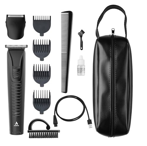 Andis 563070 Inliner All-In-One Cordless Beard & Hair Trimmer 12-Piece Kit Compact And Quiet Removeable T-Blade Includes Shaver Head Attachment Black