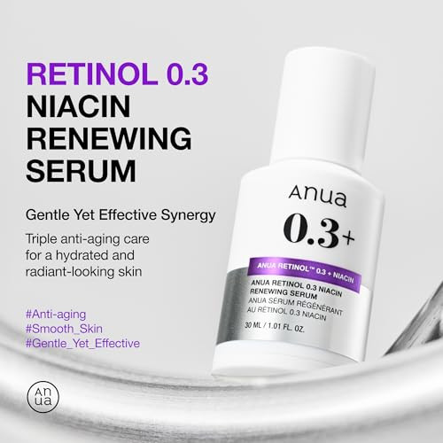 Anua Retinol Serum For Smooth & Renewed Skin 0.3% Retinol 5% Niacinamide Hydration & Skin Gentle For Beginners Korean Skincare 1.01 Fl Oz
