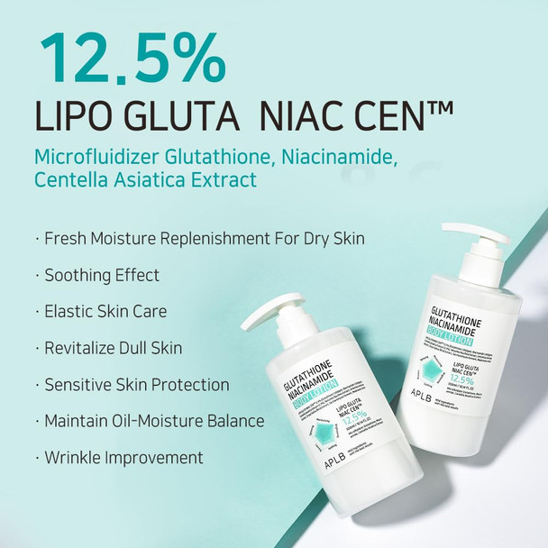 Aplb Glutathione Niacinamide Body Lotion | Lipo Gluta Niac Cen 12.5% 10.14 Fl.Oz/Korean Skincare Long Lasting Hydration Revitalize For Gentle And Improve Skin Texture