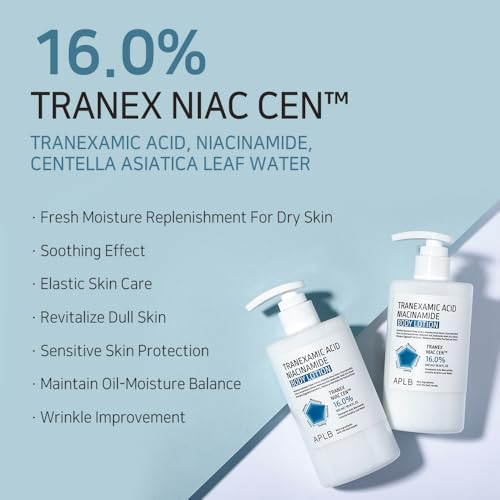 Aplb Tranexamic Acid Niacinamide Body Lotion | Tranex Niac Cen 16.0% 10.14 Fl.Oz/Korean Skincare Long Lasting Hydration Blemish Care Helps With Skin Discoloration