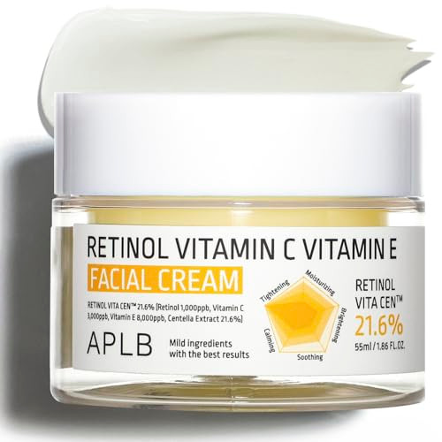 Aplb Retinol Vitamin C Vitamin E Facial Cream | Retinol Vita Cen 21.6% 1.86 Fl.Oz/Korean Skincare Deep Hydration Retinol Revitalize For Gentle And Improve Skin Texture