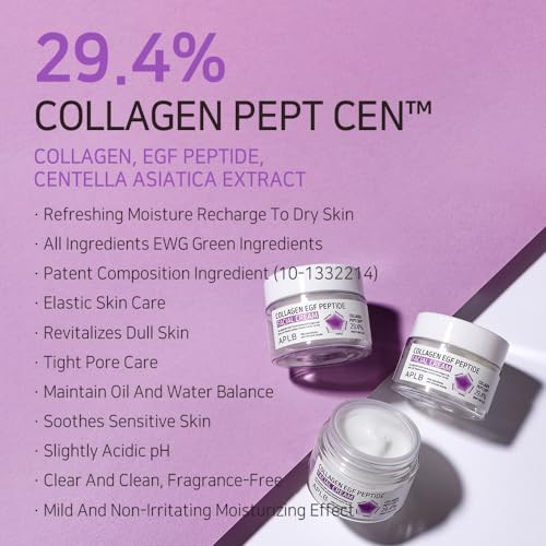 Aplb Collagen Egf Peptide Facial Cream | Collagen Pept Cen 29.4% 1.86 Fl.Oz/Korean Skincare Elasticity Care Deep Hydration Revitalize For Gentle And Improve Skin Texture