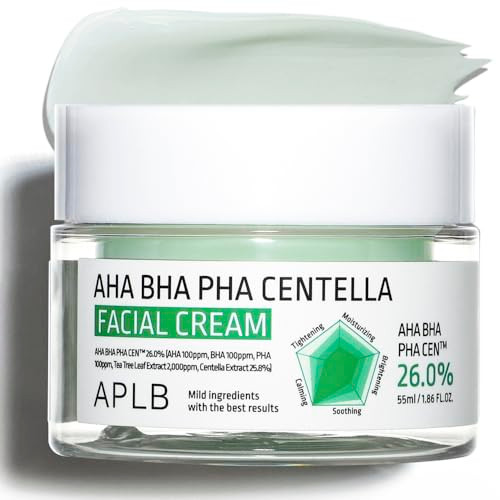 Aplb Aha Bha Pha Centella Facial Cream | Aha Bha Pha Cen 26.0% 1.86 Fl.Oz/Korean Skincare Exfoliant Deep Hydration Revitalize For Gentle And Improve Skin Texture