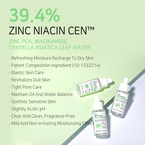 Aplb Zinc Niacinamide Ampoule Serum | Zinc Niacin Cen 39.4% 1.35 Fl.Oz/Korean Skincare Acne Care Pore Care Wrinkle Care Revitalize For Gentle And Improve Skin Texture