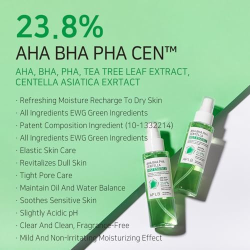 Aplb Aha Bha Pha Centella Mist Essence | Aha Bha Pha Cen 23.8% 3.55 Fl.Oz/Korean Skincare Exfoliant Replenishing Moisture Revitalize For Gentle And Improve Skin Texture