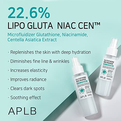 Aplb Glutathione Niacinamide Mist Essence | Lipo Gluta Niac Cen 22.6% 3.55 Fl.Oz/Korean Skincare Replenishing Moisture Revitalize For Gentle And Improve Skin Texture Through Niacinamide