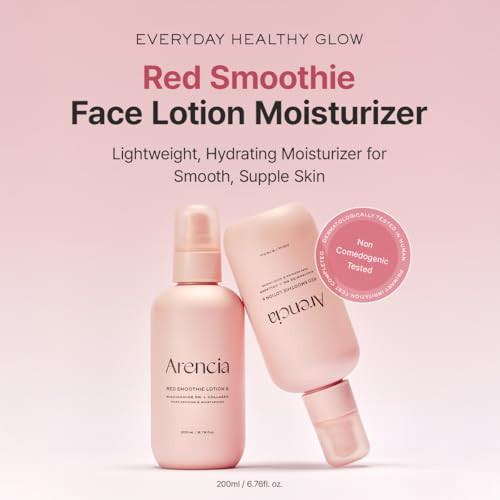 Arencia Red Smoothie Lotion 5 Face Moisturizer With Niacinamide 5% Collagen Peptide Complex Hydrating Skin Care 6.76 Fl Oz