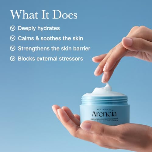 Arencia Deep Water Surge Soothing Cream 2.70 Fl Oz With Hyaluronic Acid Cica Pdrn And Ceramide