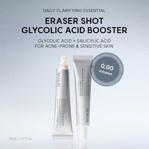 Arencia Eraser Shot Serum Glycolic Acid Booster With Aha Bha Exfoliating Face Serum For Acne-Prone Skin Pore Care & Texture Refining Lightweight Daily Skincare 30 Ml / 1.01 Fl. Oz