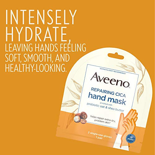 Aveeno Repairing Cica Foot Mask & Hand Mask With Prebiotic Oat And Shea Butter For Extra Dry Skin 1 Ea