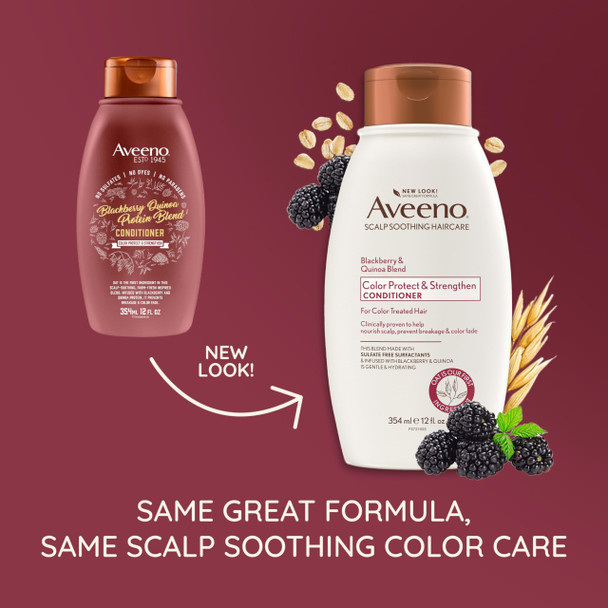 Aveeno Blackberry & Quinoa Strengthening Conditioner For Color-Treated Hair Moisturizing Color-Protecting 12 Fl Oz