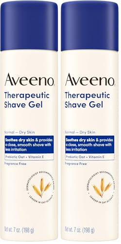Aveeno Therapeutic Shave Gel With Oat And Vitamin E To Help Prevent Razor Bumps Soothes Dry Skin And Provides A Close Smooth Shave With Less Irritation Fragrance-Free 7 Oz (Pack Of 2)