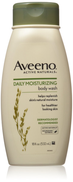 Aveeno Active Naturals Daily Moisturizing Body Wash With Natural Oatmeal 18-Ounce Bottles (Pack Of 3)