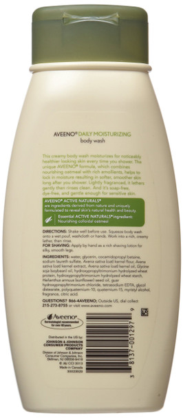 Aveeno Active Naturals Daily Moisturizing Body Wash With Natural Oatmeal 18-Ounce Bottles (Pack Of 3)