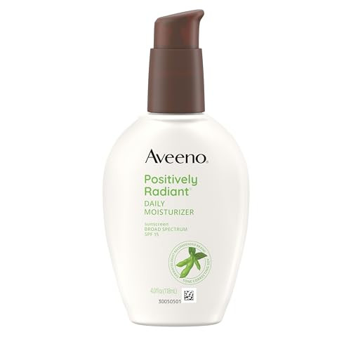 Aveeno Positively Radiant Daily Face Moisturizer With Spf 15 Sunscreen Hydrating Facial Moisturizer With Soy Extract To Improve Skin Tone And Texture Hypoallergenic Formula Oil-Free 4 Fl Oz