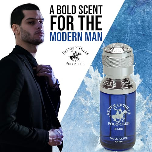 Beverly Hills Polo Club Blue For Men Eau De Toilette - Fresh Aquatic Scent Long-Lasting Fragrance 1.7 Fl Oz