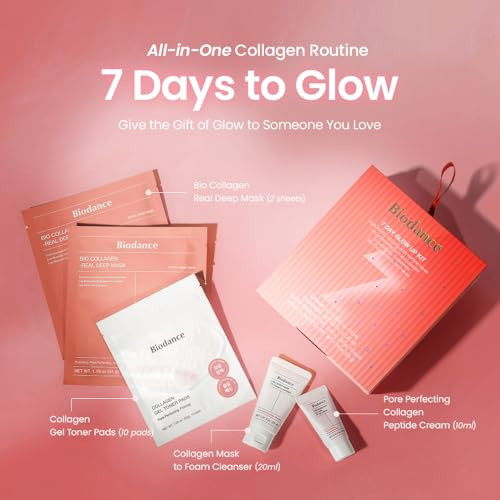 Biodance 7 Day Glow Up Kit: Collagen Set For -Skin Korean Skin Care With Cleanser Toner Pads Moisturizer Gel Masks All-In-One Skin Care Set Mothers Day s
