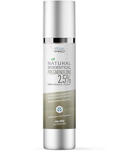 Biolabs Pro Pregnenolone Cream 2.5% - Bioidentical Natural Pregnenolone - 25Mg Per Dose - Three Month Supply - Luxury Bottle 3.6Oz