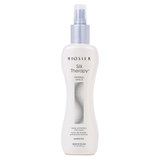 Biosilk Silk Therapy Thermal Shield Protection Spray Heat Protectant For Hair Shields Hair From Thermal Damage Adds Shine & Holds Styles Sulfate-Free Paraben-Free Cruelty-Free 7 Oz