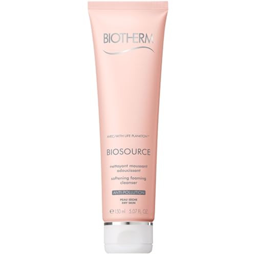 Biotherm Biosource Softening Foaming Cleanser Rinse-Off Foaming Facial Cleanser And Make-Up Remover For Dry Skin With Biotech Plankton For Soft And Hydrated Skin Gel 5.1 Fl. Oz