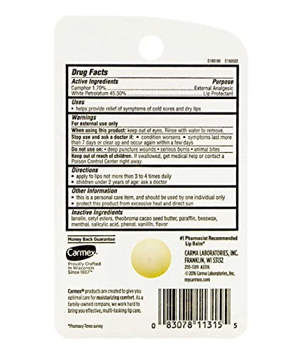 Carmex Classic Lip Balm Medicated Jar 0.25 Ounce (Pack Of 1)