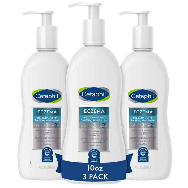 Cetaphil Restoraderm Itch Control Moisturizing Lotion 10 Fl Oz (Pack Of 3) Soothes Dry Irritated Eczema Prone Skin No Added Fragrance (Packaging May Vary)