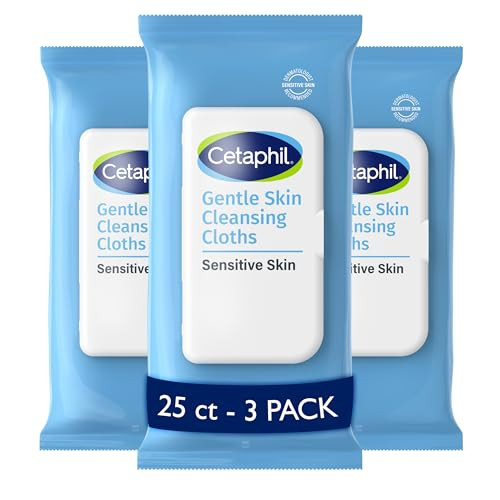 Cetaphil Face And Body Wipes Gentle Skin Cleansing Cloths 25 Count (Pack Of 3) For Dry Sensitive Skin Flip Top Closure Great For The Gym Travel In The Car Hypoallergenic Fragrance Free
