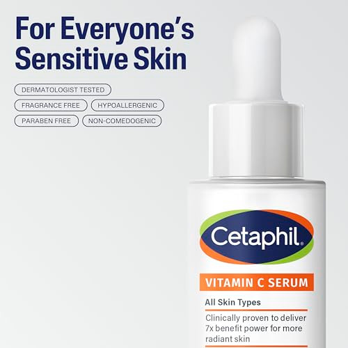 Cetaphil Vitamin C Serum Visibly Reduces Look Of Dark Spots And Hyperpigmentation Formulated With Niacinamide Designed For Sensitive Skin Fragrance Free Dermatologist Tested 1Oz