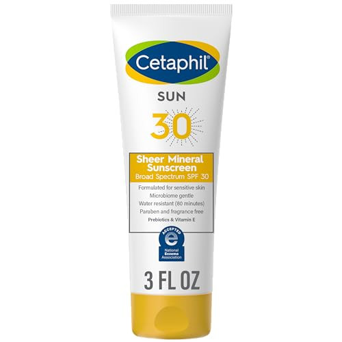 Cetaphil Sheer Mineral Sunscreen Lotion For Face & Body 3 Fl Oz 100% Mineral Uva/Uvb Filters: Zinc Oxide & Titanium Dioxide Broad Spectrum Spf 30 For Sensitive Skin