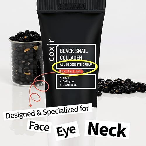 Coxir Black Snail Collagen All In One Eye Cream For Eye Neck And Face |Black Rice Collagen| Paraben Free Cruelty Free Korean Skincare Christmas Stocking Stuffers [30Ml/1.01 Fl.Oz]