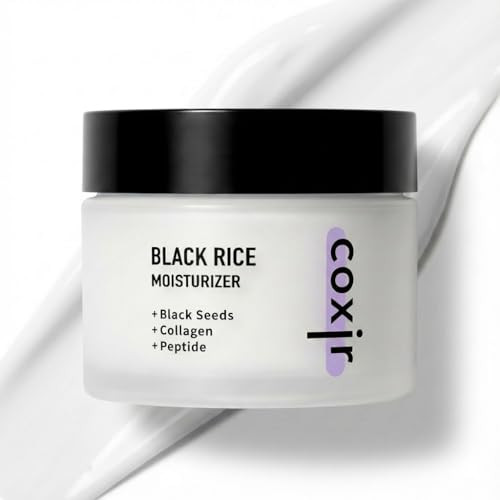 Coxir Black Rice Moisturizer Face Cream Hydrating Korean Moisturizer With Niacinamide Collagen & Peptide Complex Radiance Barrier Support Lightweight Non-Greasy(1.69 Fl Oz)
