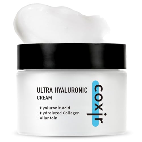 Coxir Ultra Hyaluronic Cream Intense Hydration Moisturizer For Dry Dehydrated Skin | Hyaluronic Acid & Aloe Vera | Lightweight Korean Face Cream For Winter Dryness & Glowing Skin 50Ml (1.69 Fl Oz)