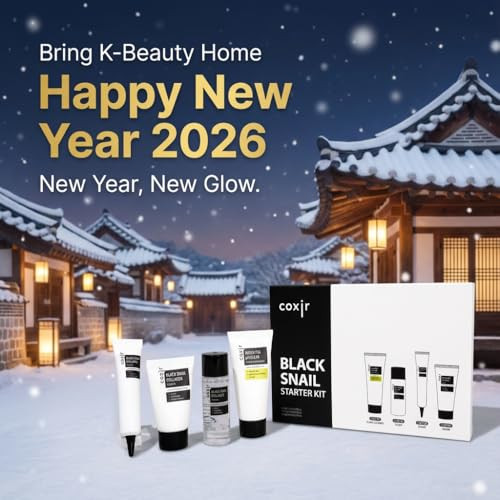 Coxir Black Snail Collagen Starter Kit Cleanser Toner Serum & Cream | Repairing Snail Mucin Skincare Set Hydrating Korean Beauty Routine For Women (4-Piece)