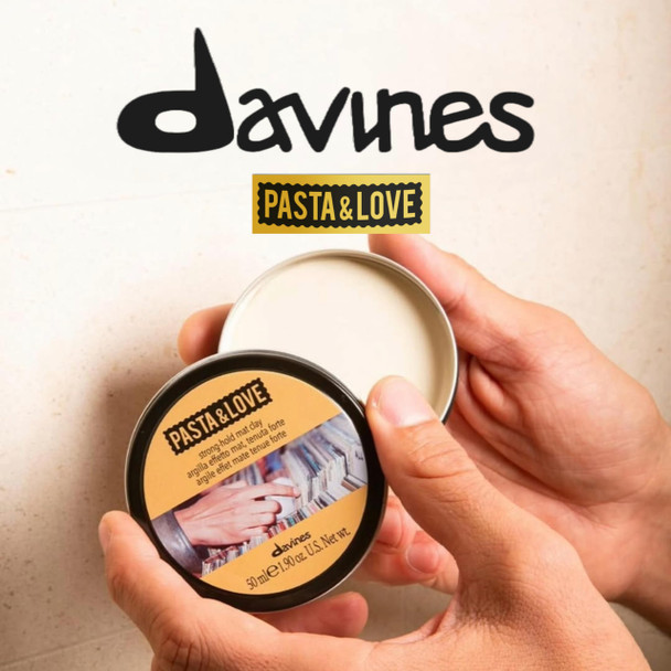 Davines Pasta & Love Styling Clay Strong Hold Matte Clay - Adds Structure Volume & Dry Texture - Long-Lasting Definition Without Shine For Messy Looks 1.69 Fl Oz