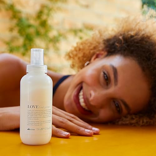 Davines Love Curl Primer Moisturizing Anti-Humidity Heat Protectant Prepping Milk For Wavy And Curly Hair - Detangles Hydrates & Defines Curls For Easy Styling With Almond Extract 5.07 Fl Oz
