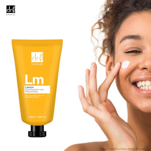 Dr Botanicals Lemon Rescue Body Butter W/Shea - Spa Quality Moisturizer - Dry Skin - Feet - Elbows - Knees - Coconut Lemongrass & Almond Oil - Penetrates Fast - Soft Supple & Radiant 1.69Oz