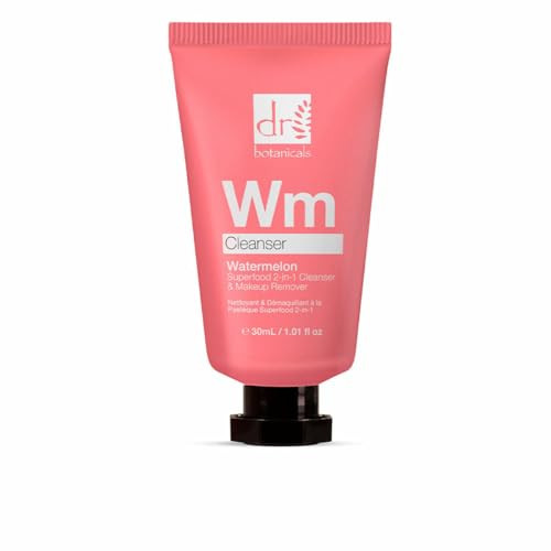 Dr Botanicals Natural Superfood 2 In 1 Facial Cleanser & Makeup Remover With Watermelon Seed Oil Omega Acids For Dry Oily Skin | Removes Impurities Recharges Face For A Glowing Look (1.01 Fl Oz)