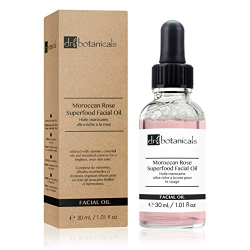 Dr Botanicals Vegan Moroccan Rose Superfood Face Oil With Vitamin C And Hyaluronic Acid | Nourishing Treatment For Youthful-Looking Skin | Enhances Elaciticity And Brightens Skin - Made In Uk (30Ml)