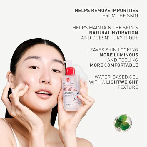 Erborian Centella Cleansing Gel Soothing Face Wash Calms Clears Pores Removes Impurities Balances & Hydrates Skin Non stripping Korean Skincare