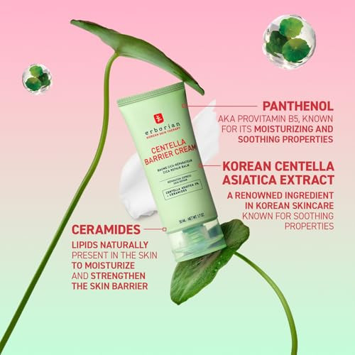 Erborian Centella Barrier Cream Recovery Balm For Dry & Sensitive Complexions Deep Ceramide Moisturizer Calms & Repairs Texture Korean Skincare