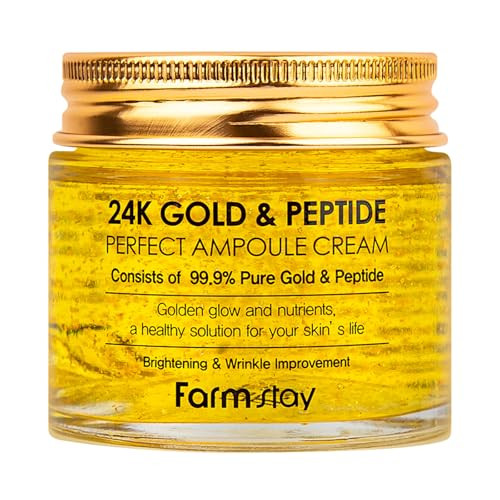 Farmstay 24K Gold And Peptide Perfect Ampoule Cream - 24K Gold Skin Care - Anti-Aging Skin Cream For Fine Lines And Wrinkles - Peptide Cream 2.7 Oz