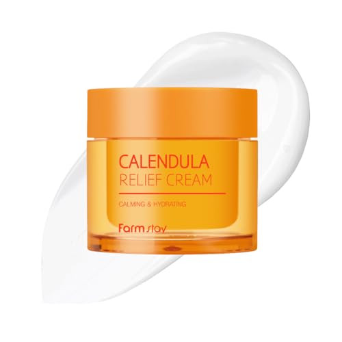 Farmstay Calendula Relief Cream | Quick Calming Sensitive Non-Sticky Non-Irritating Hydrating Moisturizing Korean Vegan Soothing All Skin Type 2.70 Fl Oz