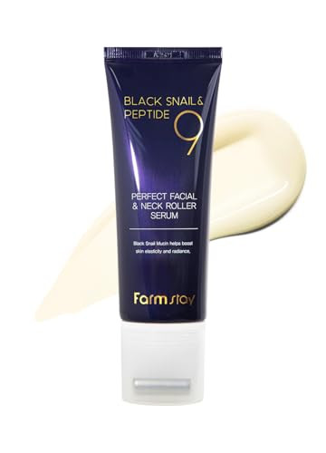 Farmstay Black Snail & Peptide 9 Perfect Facial & Neck Roller Serum Firming & Lifting Deep Hydration & Skin Elasticity Snail Mucin & 9 Peptides For Youthful Glow & Smooth Skin 100Ml