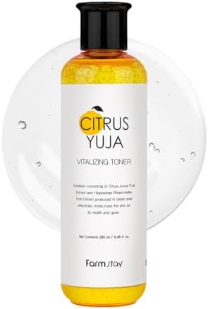 Farmstay Citrus Yuja Vitalizing Toner Vitamin C Facial Toner For Dry & Sensitive Skin Dark Spot Correcting Moisturizing & Ph-Balancing Smoothing Korean Skin Care For Women & Men 9.46 Fl. Oz