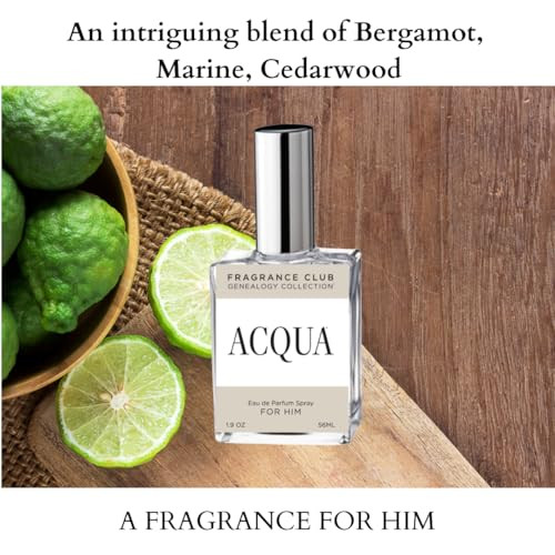 Fragrance Club Acqua Eau De Parfum For Men Fresh Aquatic Citrus Cologne Long Lasting - Clean Masculine Luxury Inspired Fragrance Everyday Summer Scent 1.9 Fl Oz