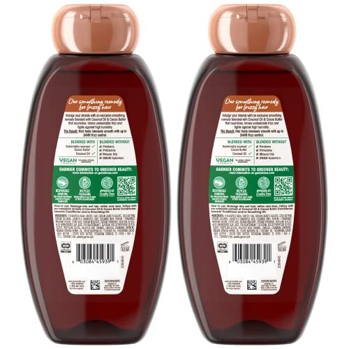 Garnier Whole Blends Coconut Oil & Cocoa Butter Smoothing Shampoo For Frizzy Hair 22 Fl Oz 2 Count (Packaging May Vary)