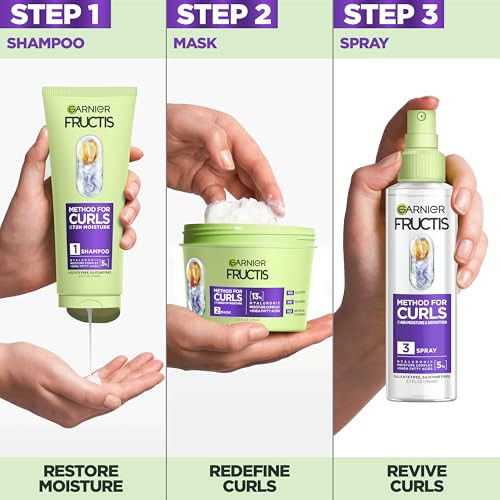 Garnier Fructis Method For Curls Moisture Filling Curly Hair Shampoo With Up To 5% Hyaluronic Moisture Complex Designed And Tested For 2C To 4C Curls And Coils 6.8 Fl Oz