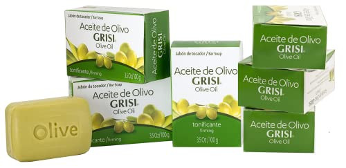 Grisi Olive Oil Soap Natural Soap With Olive Oil And Amino Acids Helps Moisturize The Skin Radian Appearance Firming Effect Pleasant Scent 6-Pack Of 3.5 Oz Each 6 Bar Soaps